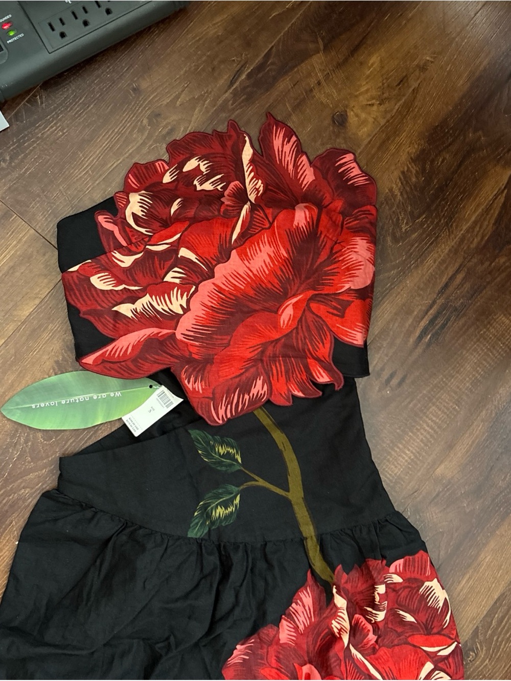 FARM Rio Black Maxi Dress with Red Floral Print - Picture 3 of 9